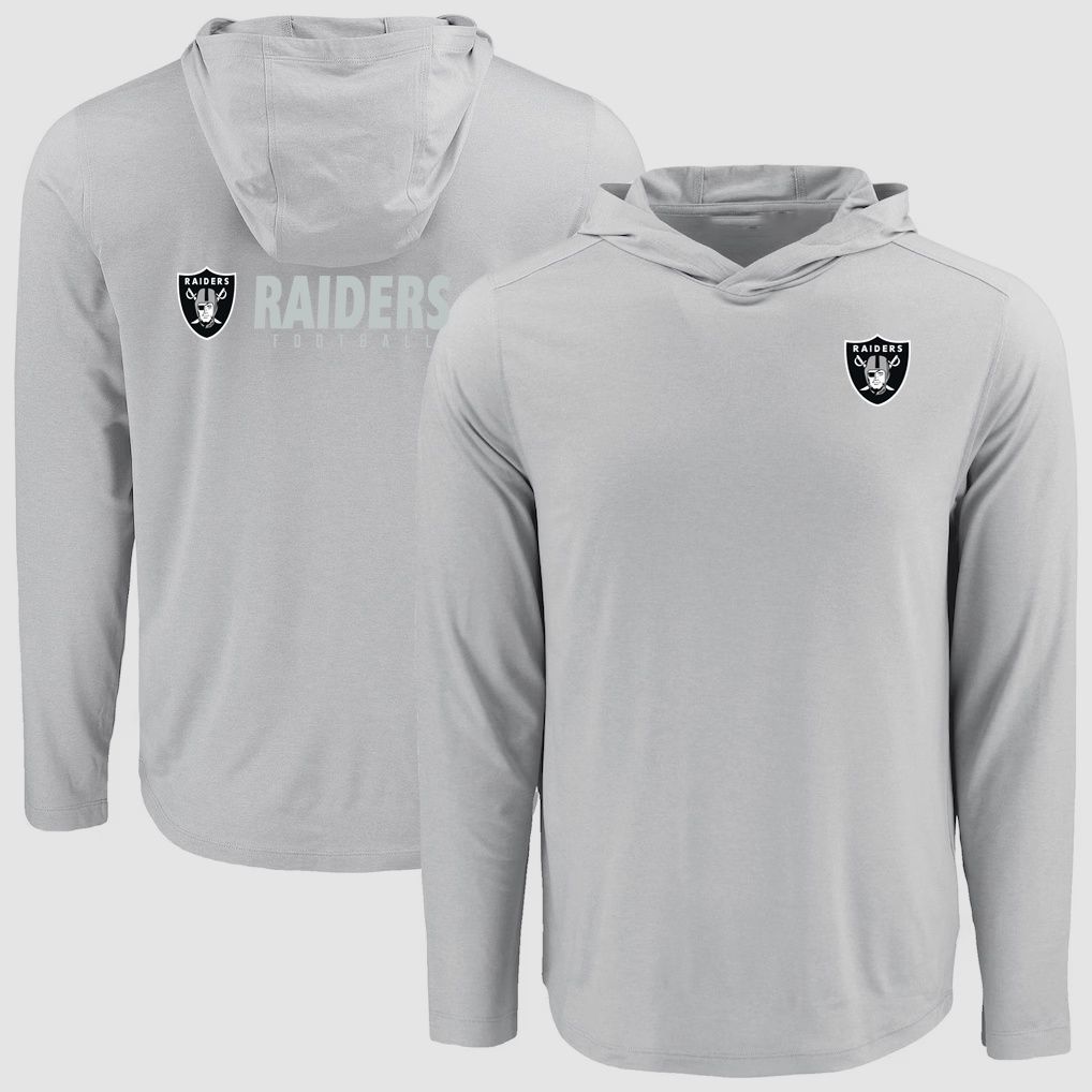 Men 2026 NFL Oakland Raiders Hooded long sleeved T-shirt grey 05